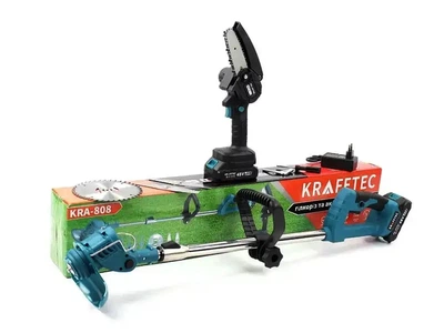 Аккумуляторный набор инструментов 2 в 1 KRAFFTEC KRA-808 48 В триммер + минипила с 2 аккумуляторами (6213)