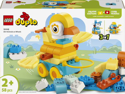 Zestaw klocków LEGO Duplo Zwierzątka na kółkach 3w1 58 elementów (10448)