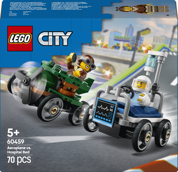 Zestaw klocków LEGO City Zestaw wyścigówek: Samolot kontra Łóżko szpitalne 70 elementów (60459)
