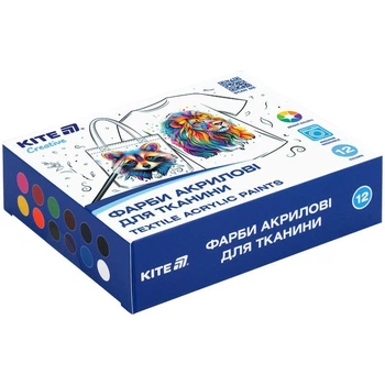 Краски акриловые для ткани Kite Creative 12цв. 20мл. K-276