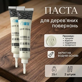 Паста для ремонту дерев’яних поверхонь RepairPaste, біла, набір з 2 штук