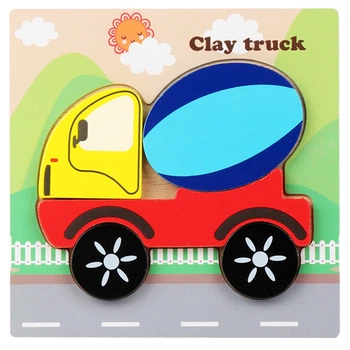Деревянный пазл для детей Бетономешалка Clay truck 15×15 см развивающая игрушка строительная машина детский пазл сортер