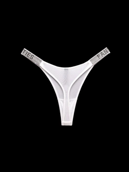 Трусики стрінги зі стразами білі Panties арт.1019. Розмір S/M