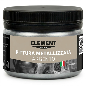 Краска металлизированная универсальная Element Decor Pittura Metallizzata Argento Серебро 0.1л