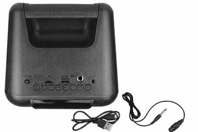 Портативна Bluetooth колонка B83 з мікрофоном 20 Вт чорна, караоке система з LED підсвіткою, USB, AUX, TF, FM радіо, акустична колонка для вечірок, блютуз колонка для телефону iPhone Android з мікрофоном
