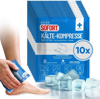 Мгновенные охлаждающие компрессы ICEHOF, 15,2 × 12,7 см, синие, одноразовые, компактные 10 шт (B0DCW15S9H)