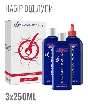 Набор против перхоти Mediceuticals Scalp Treatment Kit Dandruff 3х250 ml, шампунь против псориаза, дерматита и экземы