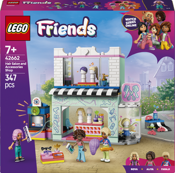 Zestaw klocków LEGO Friends Salon fryzjerski i sklep z ozdobami 347 elementów (42662)
