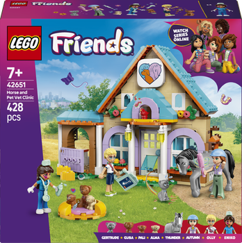 Zestaw klocków LEGO Friends Koń i lecznica dla zwierząt 428 elementów (42651)