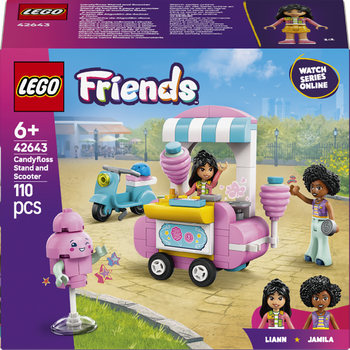 Zestaw klocków LEGO Friends Stoisko z watą cukrową i skuter 110 elementów (42643)