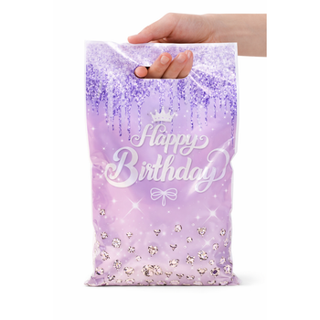 Подарункові Пакети Happy Birthday Діамант Ліловий 16х25 см 10шт