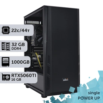 Рабочая станция PowerUp #499 Xeon E5 2699 v4/32 GB/SSD 1TB/GeForce RTX 5060Ti 16GB для 3D моделирования видеомонтажа рендеринга для инженеров и архитекторов