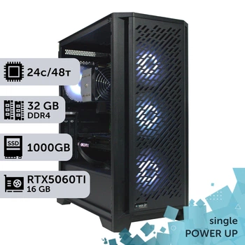 Рабочая станция PowerUp #580 AMD EPYC 7F72/32 GB/HDD 2 TB/SSD 1TB/GeForce RTX 5060Ti 16GB для 3D моделирования видеомонтажа рендеринга для инженеров и архитекторов