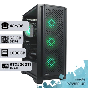 Робоча станція PowerUp #505 AMD EPYC 7642/32 GB/SSD 1TB/GeForce RTX 5060Ti 16GB для 3D моделювання відеомонтажу рендерингу для інженерів та архітекторів
