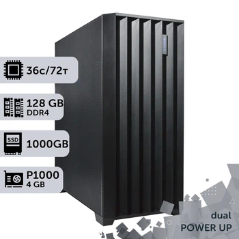 Двухпроцессорная рабочая станция PowerUp #601 Intel Xeon Gold 6154 x2/128 GB/SSD 1TB/NVIDIA Quadro P1000 4GB для 3D моделирования видеомонтажа рендеринга для инженеров и архитекторов