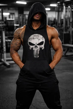 Майка мужская с капюшоном Punisher черная L