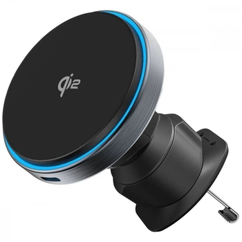 Автомобільний тримач з Бездротовим ЗП Proove Titanium Circle Qi2 15W gray