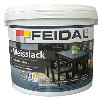 Эмаль акриловая матовая Feidal Weisslack Бесцветный 2.5 л