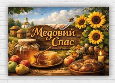 Паперовий плакат "Медовий спас" 110х75 см