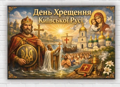 Паперовий плакат "День Хрещення Київської Русі" 110х75 см