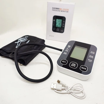 Автоматический тонометр для измерения давления с работой от батареек USB ЖК-дисплеем индикатором заряда