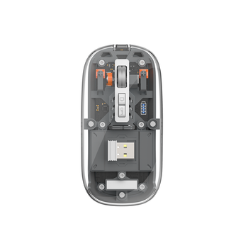 Миша бездротова безшумна WIWU WM105 Crystal Bluetooth + 2.4 ГГц, 5 кнопок, 2400 dpi, RGB-підсвітка Grey