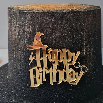 Зеркальный топпер золото Happy Birthday (Гарри Поттер) №2