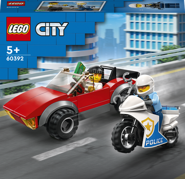 Конструктор LEGO City Переслідування автомобіля на поліцейському мотоциклі 59 деталей (60392)