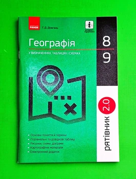 Рятівник 2.0 Географія України 8-9 клас у визначеннях таблицях і схем Довгань Ранок