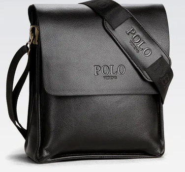 Сумка планшет мужская через плечо POLO черная