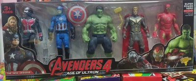 Набор супергероев 5 фигурок Мстители с подсветкой, высота 16 см, Marvel