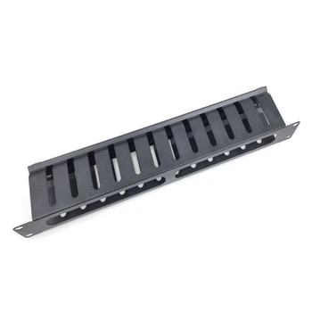 Организатор кабеля EServer (КР-011.1U.19) 1U19" (80мм) - 9005 с крышкой SN, черный, металл