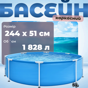 Басейн каркасний Intex, 244 x 51 см (каркас, чаша) синій