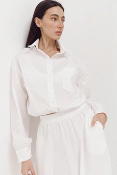 Біла сорочка з гумкою на поясі LiLove 410 L Shirt Pure
