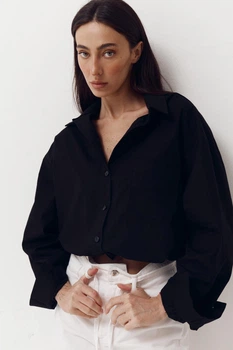 Чорна сорочка з гумкою на поясі LiLove 410 M Shirt Pure