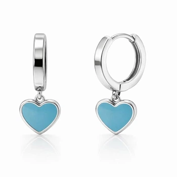 Серьги-кольца (конго) серебряные Сердце с эмалью Silver Style (211638.00 sku:2300103799756)