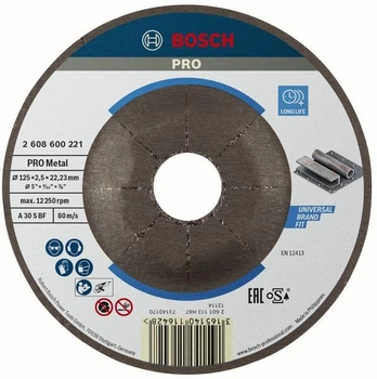 Отрезной круг Bosch PRO Metal, 125x2.5x22.23 мм (2608600221)