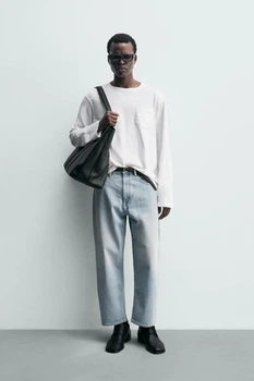 Джинси Zara Wide Tapered вільні укорочені блакитний 9794/360/406 32