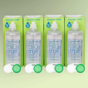 Комплект 4 шт раствор для контактных линз Bausch & Lomb Biotrue 360 мл с контейнером жидкость вода для линз уход дезинфекция очистка увлажнение гиалуроновая кислота для мягких линз