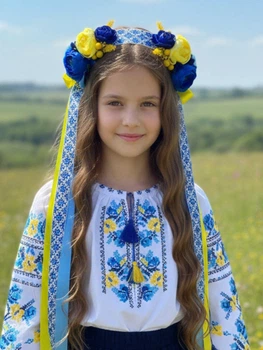 Чільце віночок для дівчинки жовто-блакитне (RK04)