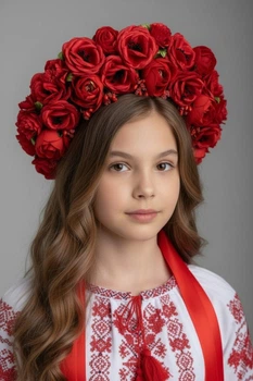 Обруч віночок для волосся український сценічний червоний (RK023)