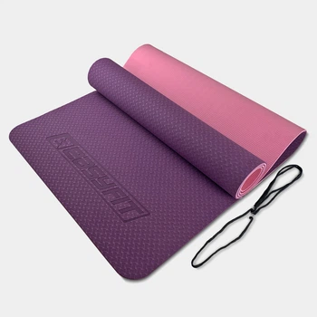 Коврик для йоги и пилатеса EasyFit TPE двухслойный экологичный нескользящий 6 мм 183х61 фиолетово розовый
