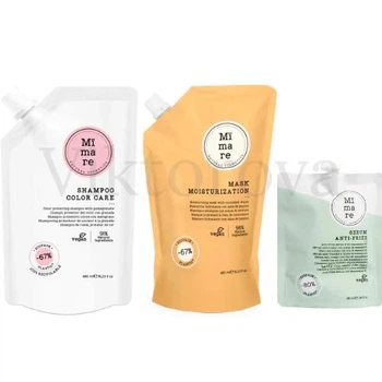 Набір для для захисту кольору та зволоження волосся Mimare: Шампунь Mimare Color Care Shampoo 480 мл + Маска Mimare Moisturization Mask 480 мл + Серум проти пухнастості Mimare Anti-frizz 40 мл