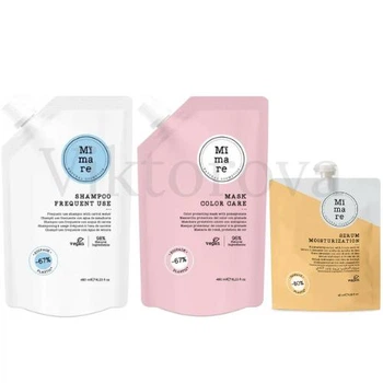 Набор для увлажнения и защиты цвета волос Mimare: Шампунь Mimare Frequent Use Shampoo 480 мл + Маска Mimare Color Care Mask 480 мл + Серум Mimare Moisturization Serum 40 мл