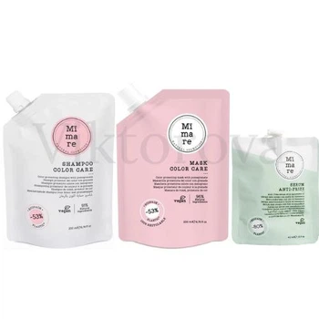 Набор для защиты цвета волос Mimare: Шампунь Mimare Color Care Shampoo 200 мл + Маска Mimare Color Care Mask 200 мл + Серум против пушистости Mimare Anti-frizz 40 мл