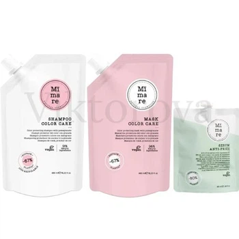 Набор для защиты цвета волос Mimare: Шампунь Mimare Color Care Shampoo 480 мл + Маска Mimare Color Care Mask 480 мл + Серум против пушистости Mimare Anti-frizz 40 мл