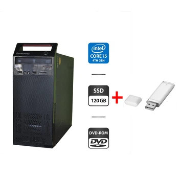 Компьютер Lenovo ThinkCentre E73 Tower / Intel Core i5-4460S (4 ядра по 2.9 - 3.4 GHz) / 8 GB DDR3 / 120 GB SSD / Intel HD Graphics 4600 / DVD-ROM / Windows 11 Pro б/у + Подарок USB-накопитель 32 ГБ
