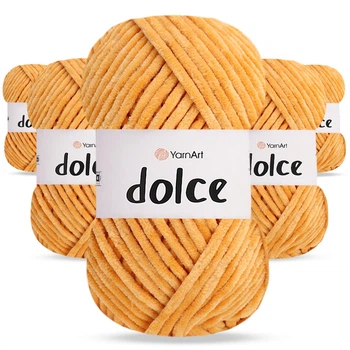 Упаковка YarnArt Dolce, Абрикосовый №855, 5шт - 5 мотков по 100 г 120 м, плюшевая пряжа для игрушек, пледов и аксессуаров, 100% микрополиэстер