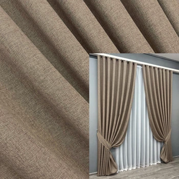 Комплект готовых штор VR-Textil Лен Мешковина № 1921ш Капучино 100х270см 2 шт (31-0016)
