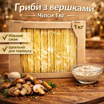 Картопляні чипси зі смаком грибів з вершками 1кг- український снек для вечірки або фільму